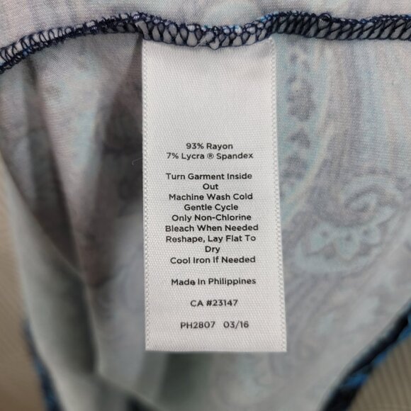 Talbots Shirt Wrap Dress Size XL casual Floral Party Blue Knee Length Stretch - Picture 8 of 8